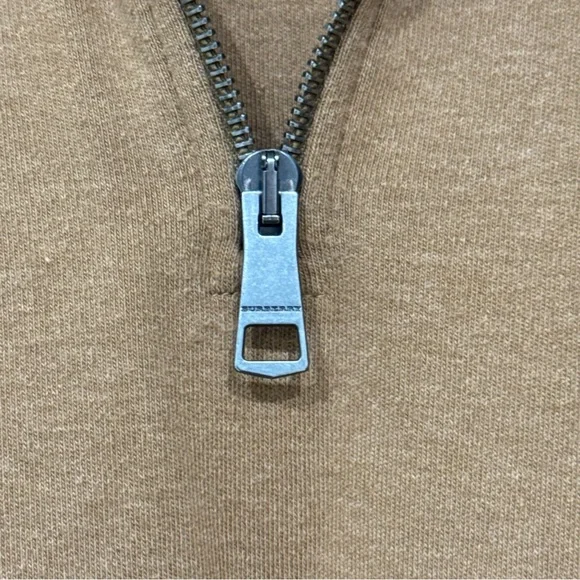 Burberry Brit Mens 1/4 Zip Sweatshirt Horse Logo Nova Check Trim Collar Size S - Picture 6 of 11